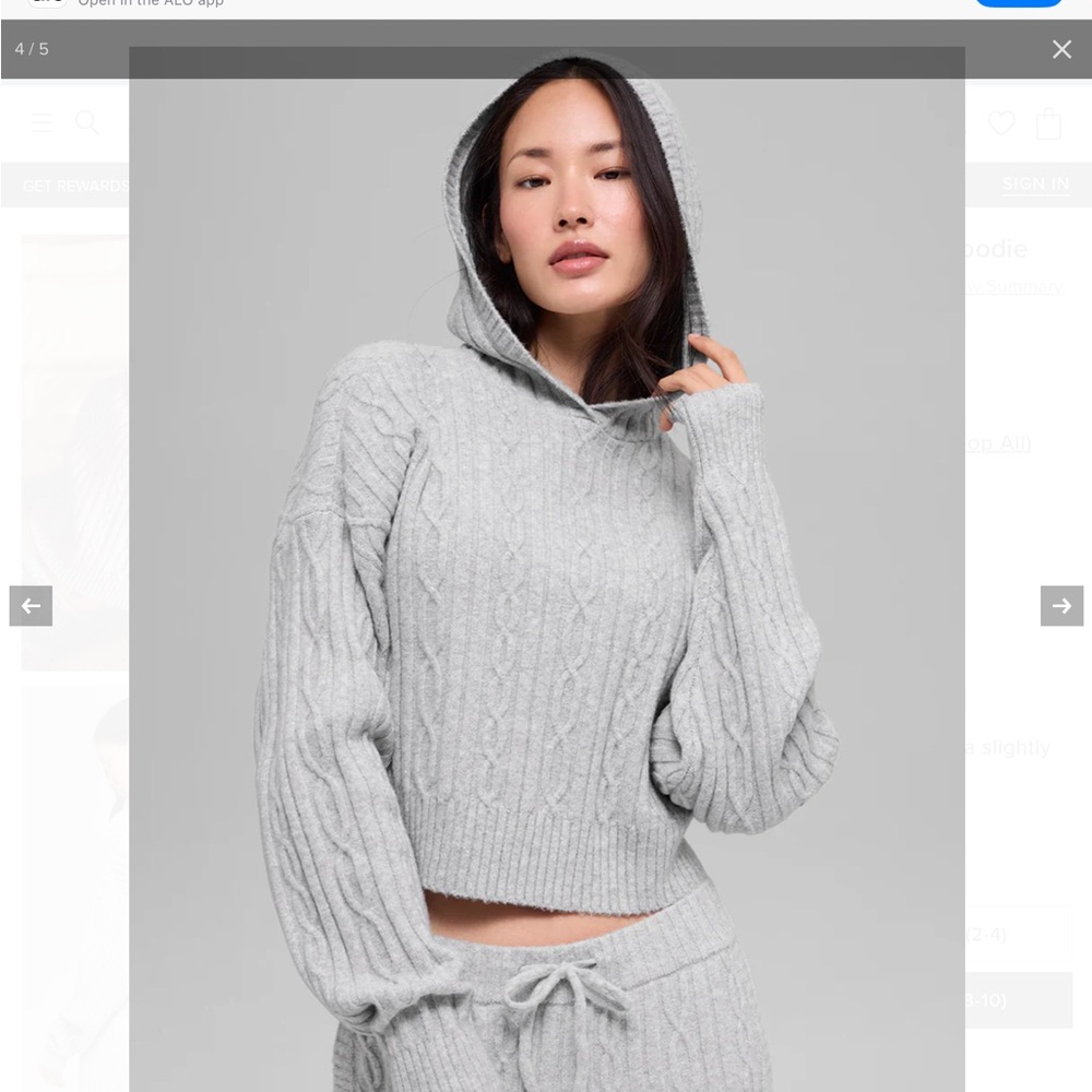 ALO Yoga Light Gray Cable Knit Hoodie (PRICEDROP)